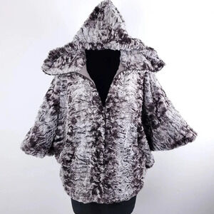 DOLCE VITA FAUX FUR CHINCHILLA ZIP HOODED JACKET  XS